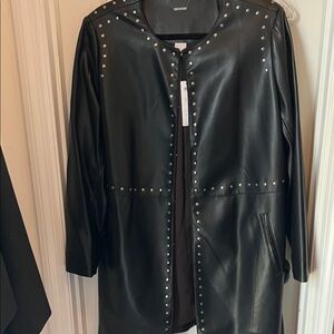 Chico's Black Faux Leather Studded Jacket